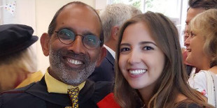 Professor Gavin D’Costa and a graduating Religion and Theology student, graduation ceremony